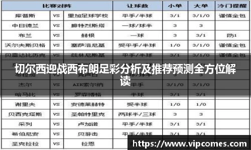 切尔西迎战西布朗足彩分析及推荐预测全方位解读